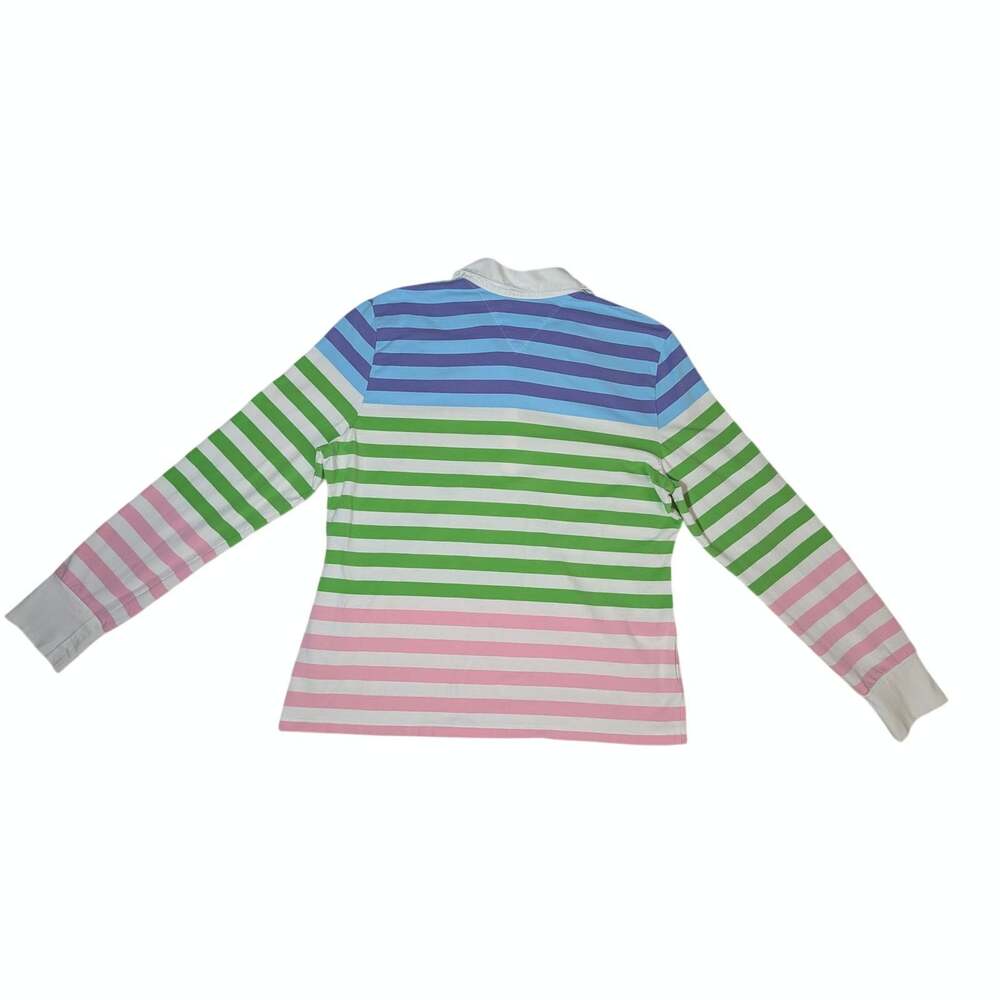 Vintage/Y2K Tommy Hilfiger Striped Long Sleeve Rugby Shirt Polo Top Size Medium - Picture 2 of 14